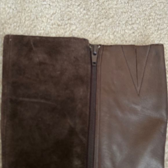 Antonio Melani Leather and Suede Boots Brown Zipper High Heel Women's Size 10 - Picture 6 of 12